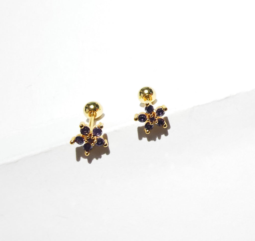 Aretes Flor lila